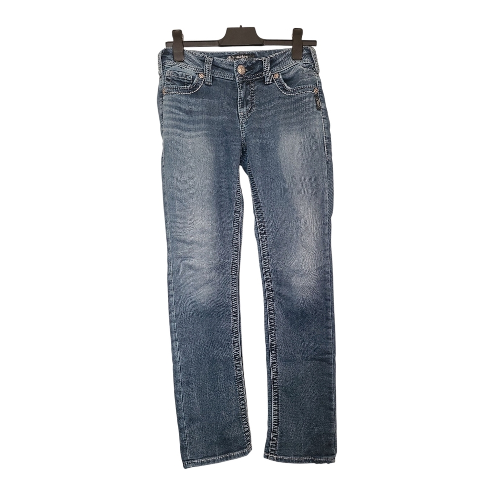 Silver Jeans Suki Mid Straight Leg in Medium Wash Blue